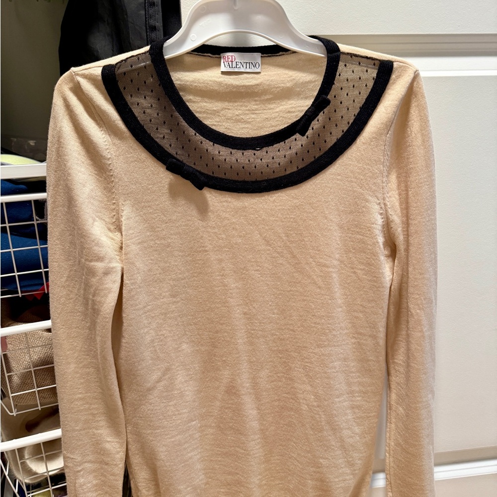 Red Valentino Cream and Black Sweater